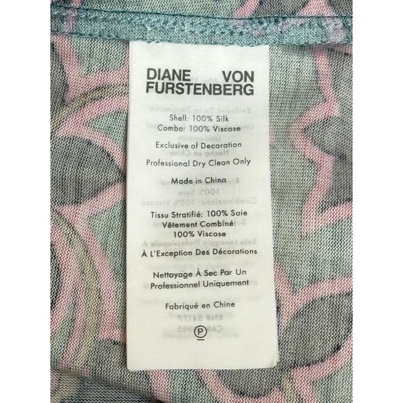 Diane Von Furstenberg NWT Gala Silk-Jersey Chiffon Mini Wrap Dress Vines Teal - Picture 6 of 8